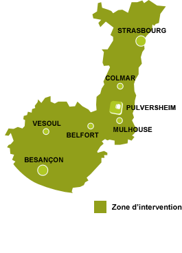 Secteur d'intervention de la société BULLE : Orthèse - Prothèse alsace et Grand EST